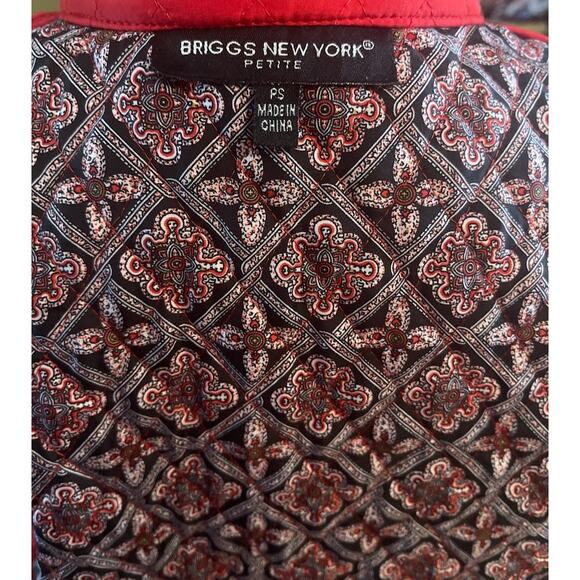 Briggs New York Red Quilted Jacket with Print Lining Petite Size Small - Picture 8 of 8